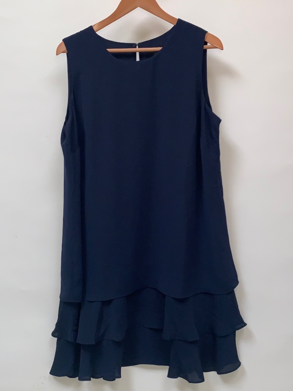 J. Jill Wearever Navy Formal Tiered Ruffle Hem Shift Dress Women’s XL Petite